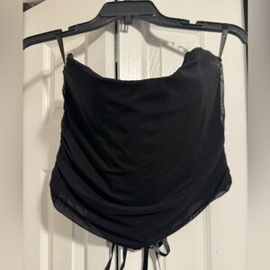 Black crop strapless top